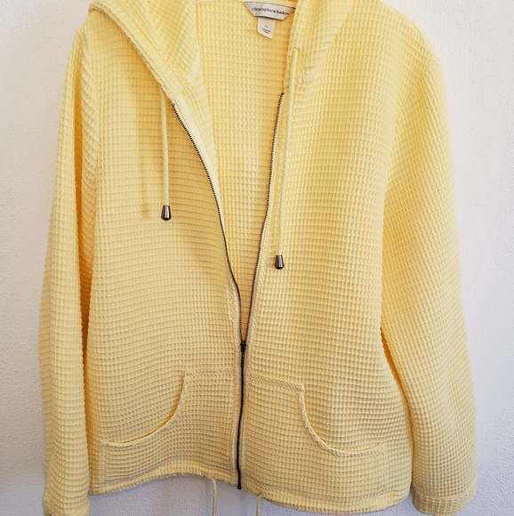 Christopher & Banks Jackets & Blazers - Christopher & Banks Waffle Full Zip Hooded Long Sleeve Jacket SZ XL in Yellow